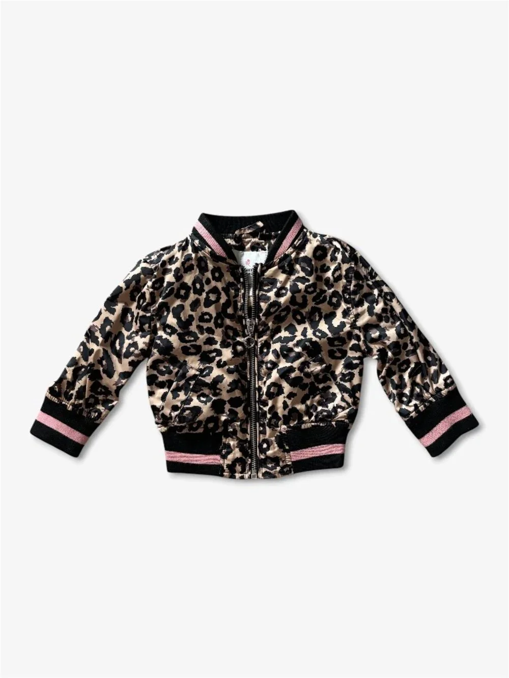 Urban Republic Toddler Girls Leopard Sateen Bomber Jacket Baddie Kid Size 12M